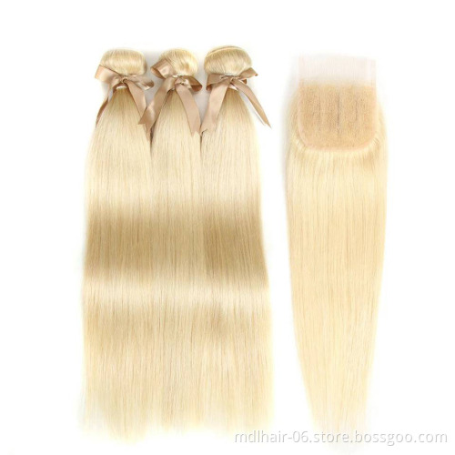Free Shipping Human Hair Extension Virgin Indian Hair Raw Unprocessed 613 Bundles With Closure